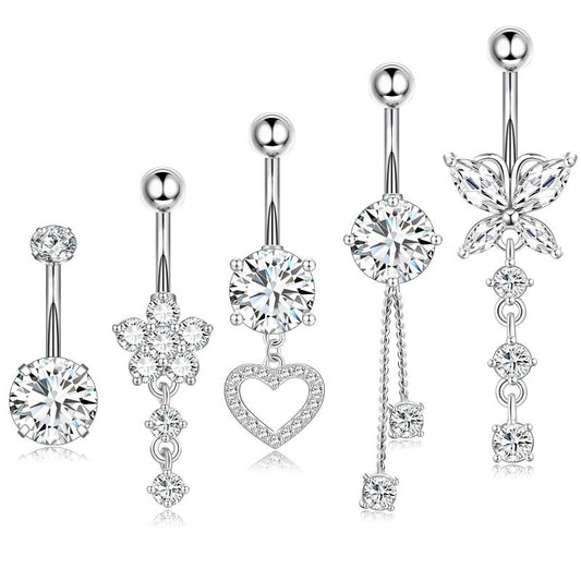 Five-piece Set Navel Stud European And American $15.00 Dana Fashion Color: A Set Women's Accessories Product information: Type: navel stud Treatment Process: zircon Material: Copper Purity: 9K Series: party Image: Sexy Style: Women's Shape: heart shape Pa