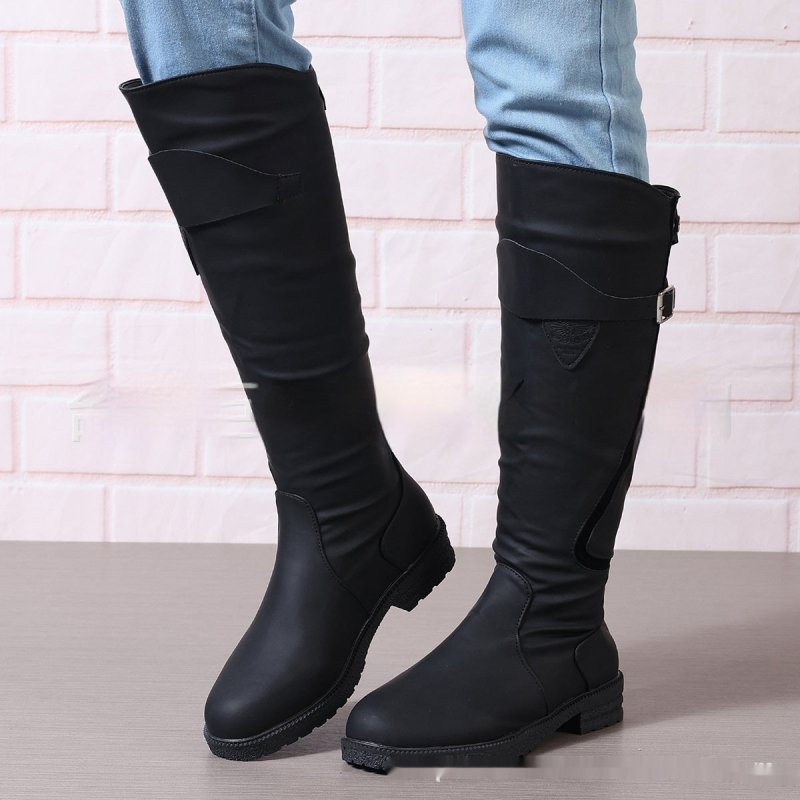 Flat Bottom Plus Size Women's Leather Boots $50.90 Dana Fashion Color: Black Size: 35 Women's shoes Product information: Pattern: solid color Lining material: thin velvet Applicable sports: Universal Color: yellow, green, black, blue, dark brown Upper hei