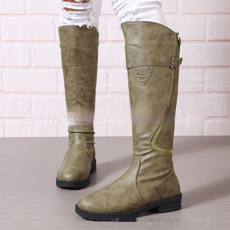 Flat Bottom Plus Size Women's Leather Boots $50.90 Dana Fashion Color: Green Size: 35 Women's shoes Product information: Pattern: solid color Lining material: thin velvet Applicable sports: Universal Color: yellow, green, black, blue, dark brown Upper hei