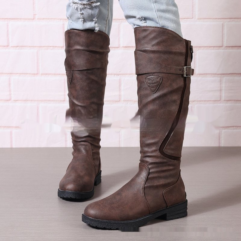 Flat Bottom Plus Size Women's Leather Boots $50.90 Dana Fashion Color: Dark Brown Size: 35 Women's shoes Product information: Pattern: solid color Lining material: thin velvet Applicable sports: Universal Color: yellow, green, black, blue, dark brown Uppe
