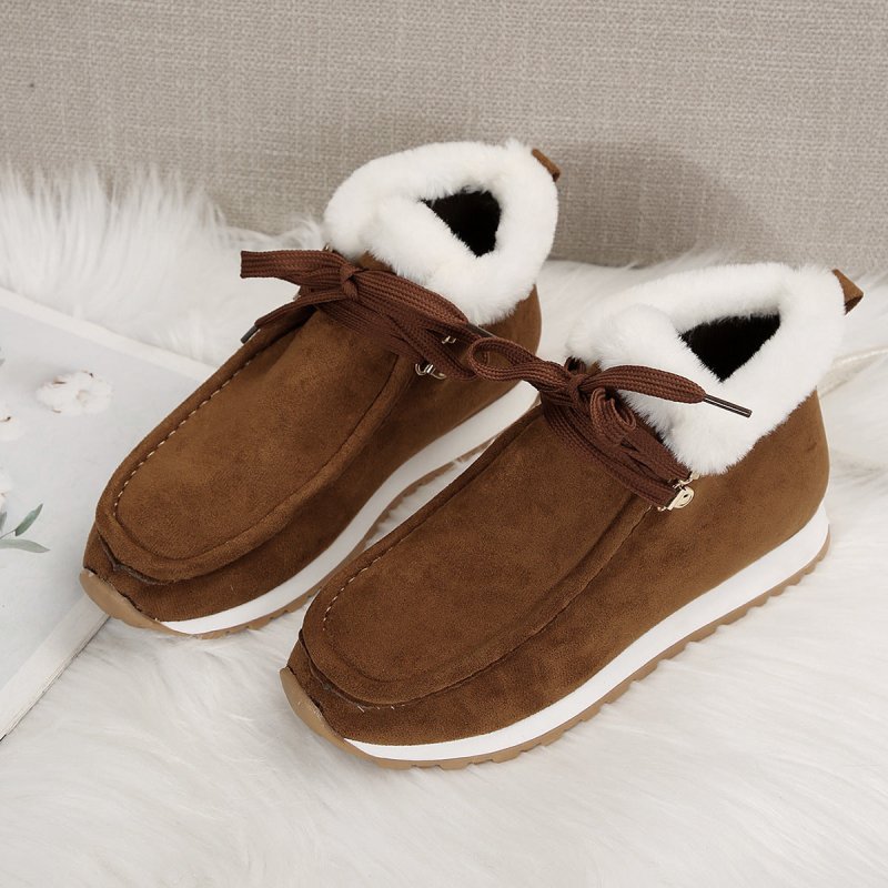 Flat Heel Cross-border Snow Boots Winter Cotton Shoes Fleece Lined Padded Warm Keeping $39.35 Dana Fashion Color: Brown Size: 35 Women's shoes Product information: Flat heel cross-border snow boots winter cotton shoes fleece lined padded warm keeping Colo