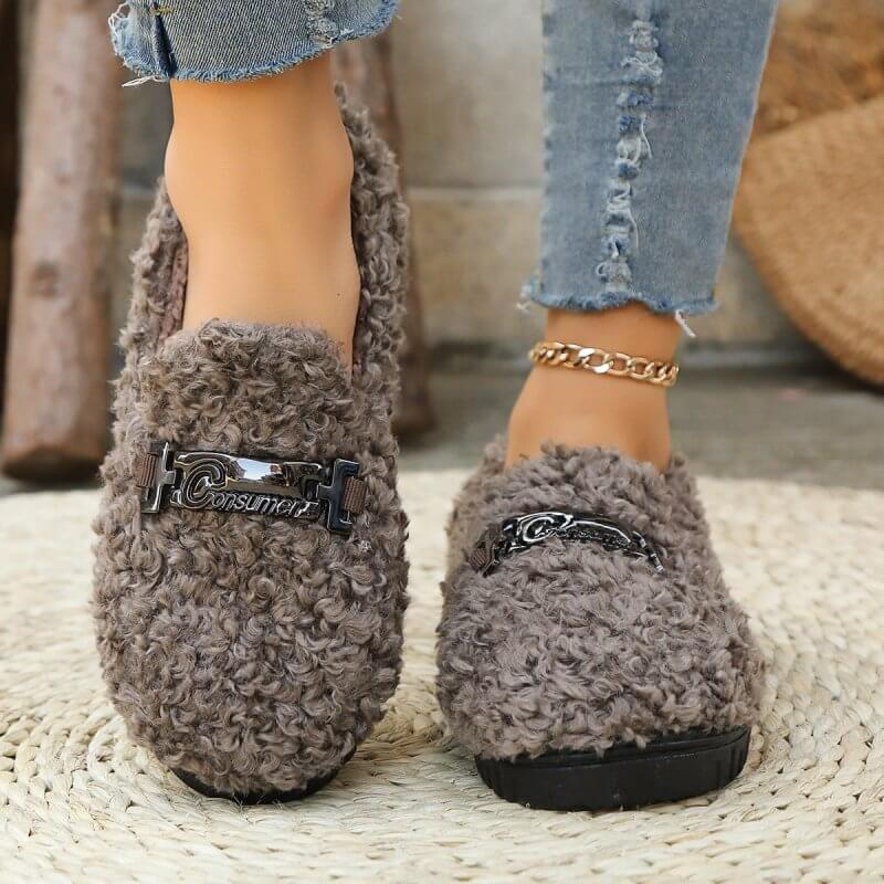 Fleece-lined Warm Lightweight Non-slip Plus Size Leopard Print Gommino $39.90 Dana Fashion Color: Khaki Size: 36 Women's shoes Product information: Color: black, brown leopard print, khaki, white leopard print Heel shape: flat heel Size: 36, 37, 38, 39, 4
