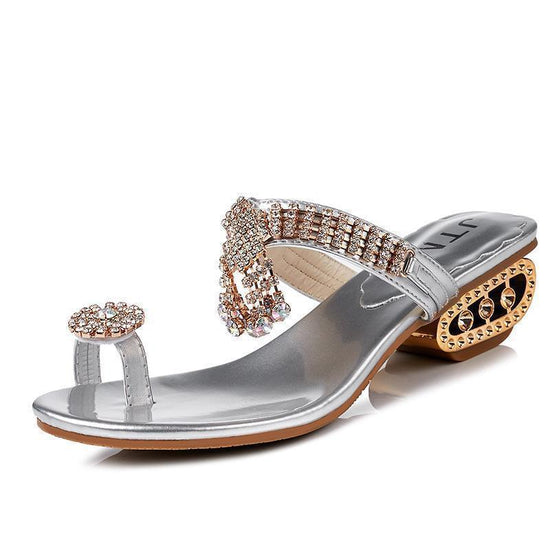Flip-Flops Rhinestone Wedge Chunky Heel Non-slip $49.99 Dana Fashion Color: Silver Size: 34 Women's shoes Product information: Lining material: PU Toe holder shape: round head Color: silver, gold, black Shoe Upper material: PU Size: 34,35,36,37,38,39,40,4