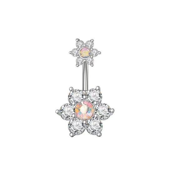Flower Belly Ring Inlaid Zircon Water Drop Serpentine $9.50 Dana Fashion Color: Flower Style AB Women's Accessories Product information: Type: Umbilical ring Treatment Process: inlaid zircon Color: flower style-pink, flower style-Lake Blue, flower style-A