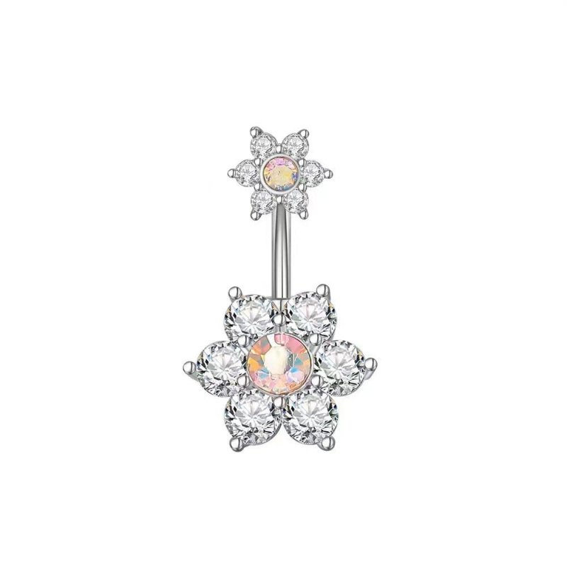 Flower Belly Ring Inlaid Zircon Water Drop Serpentine $9.50 Dana Fashion Color: Flower Style AB Women's Accessories Product information: Type: Umbilical ring Treatment Process: inlaid zircon Color: flower style-pink, flower style-Lake Blue, flower style-A