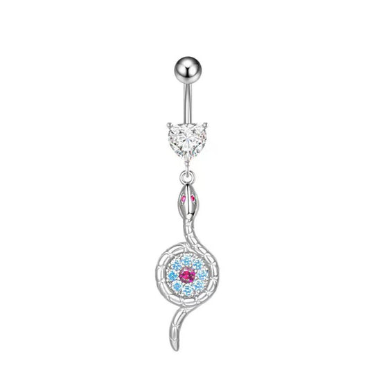Flower Belly Ring Inlaid Zircon Water Drop Serpentine $9.50 Dana Fashion Color: Snake Style Women's Accessories Product information: Type: Umbilical ring Treatment Process: inlaid zircon Color: flower style-pink, flower style-Lake Blue, flower style-AB, s