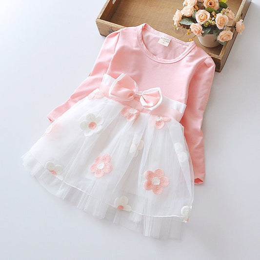 Flower bow long sleeve dress $14.80 Dana Fashion Color: Dark blue Size: 100cm Baby Clothing Skirt Category : Dress Main fabric composition: cotton Main fabric component content: 90 (%) Lining Ingredients: Cotton Lining ingredient content: 90 (%) Color: pi