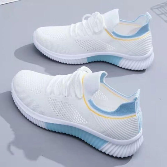 Flyknit Breathable White Shoes Summer Mesh $26.50 Dana Fashion Color: Blue 505 size: 35 Women's shoes Product information: Lining material: Cotton Color: Pink (505), blue (505), Pink (503), blue (503), Black (503) Upper height: low top Heel height: low he