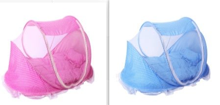 Foldable Baby Bed Net With Pillow Net 2pieces Set $79.56 Dana Fashion Color: Blue and Pink Baby & Mother Overview: Breathable open mesh provides a comprehensive airflow and barrier-free, soft and comfortable view for your baby to sleep and play. Equipped