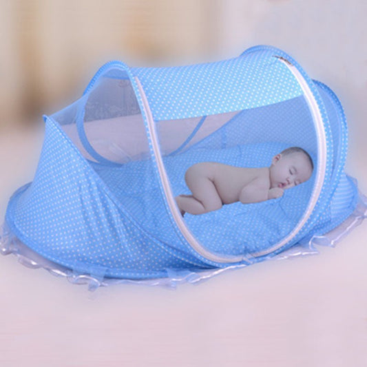 Foldable Baby Bed Net With Pillow Net 2pieces Set $50.96 Dana Fashion Color: Blue Baby & Mother Overview: Breathable open mesh provides a comprehensive airflow and barrier-free, soft and comfortable view for your baby to sleep and play. Equipped with a ma