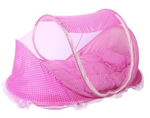 Foldable Baby Bed Net With Pillow Net 2pieces Set $51.32 Dana Fashion Color: Pink Baby & Mother Overview: Breathable open mesh provides a comprehensive airflow and barrier-free, soft and comfortable view for your baby to sleep and play. Equipped with a ma