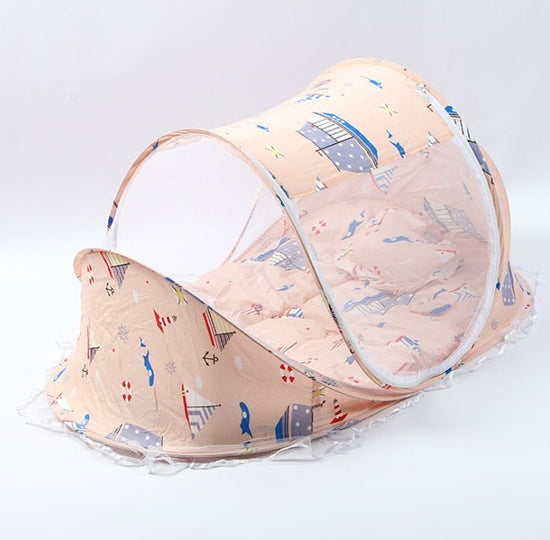 Foldable Baby Bed Net With Pillow Net 2pieces Set $50.80 Dana Fashion Color: Yellow Boat Baby & Mother Overview: Breathable open mesh provides a comprehensive airflow and barrier-free, soft and comfortable view for your baby to sleep and play. Equipped wi