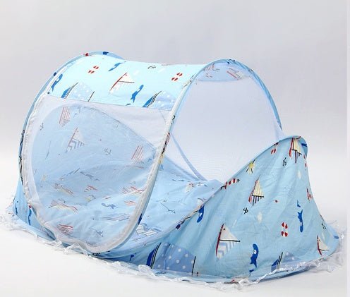 Foldable Baby Bed Net With Pillow Net 2pieces Set $45.99 Dana Fashion Color: Blue Boat Baby & Mother Overview: Breathable open mesh provides a comprehensive airflow and barrier-free, soft and comfortable view for your baby to sleep and play. Equipped with
