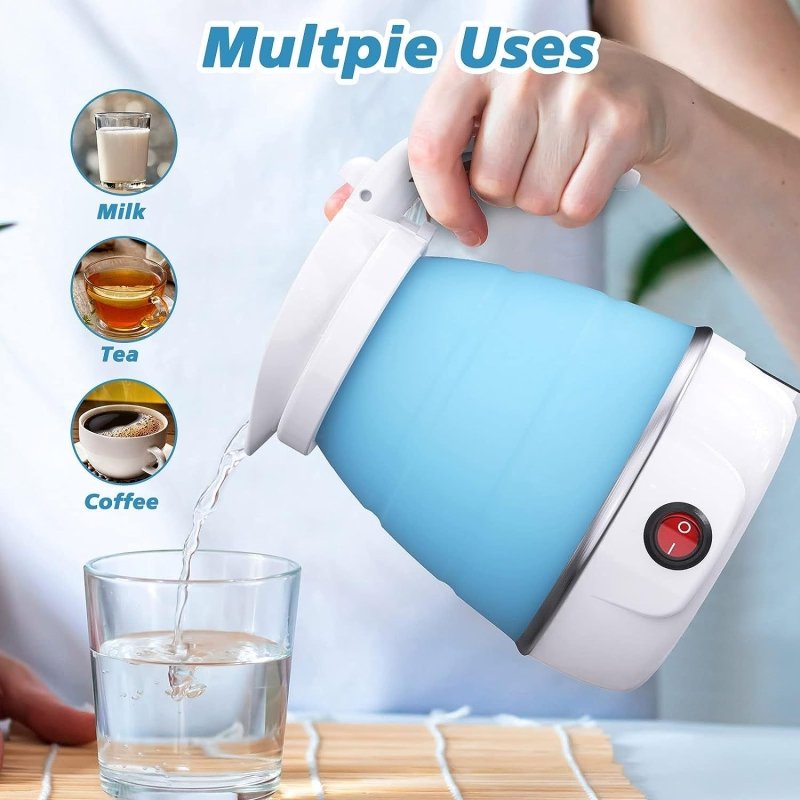 Foldable Electric Kettle, Camping Kettle, Mini Travel Kettle, Silicone Electric Water Boiler, Tea, Coffee Kettle, Collapsible Kettle With Separable Power Cord For Outdoor Hiking Camping, Blue $64.61 Dana Fashion EK221: EK221 Dana's Kitchen Safe Material—E