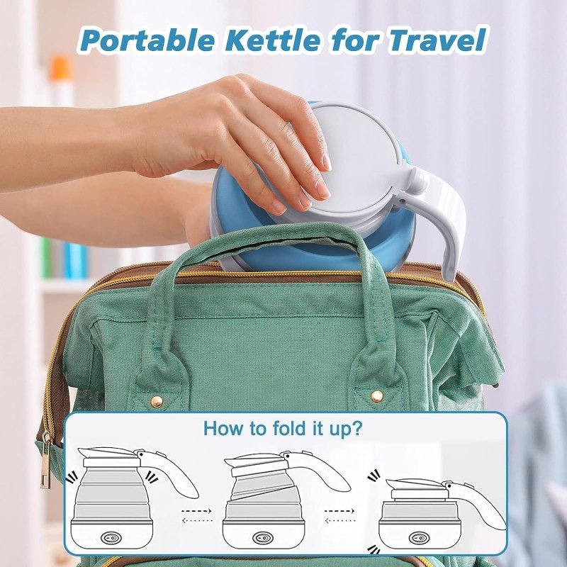 Foldable Electric Kettle, Camping Kettle, Mini Travel Kettle, Silicone Electric Water Boiler, Tea, Coffee Kettle, Collapsible Kettle With Separable Power Cord For Outdoor Hiking Camping, Blue $64.61 Dana Fashion EK221: EK221 Dana's Kitchen Safe Material—E
