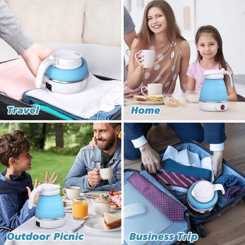 Foldable Electric Kettle, Camping Kettle, Mini Travel Kettle, Silicone Electric Water Boiler, Tea, Coffee Kettle, Collapsible Kettle With Separable Power Cord For Outdoor Hiking Camping, Blue $64.61 Dana Fashion EK221: EK221 Dana's Kitchen Safe Material—E