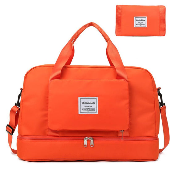 Foldable Travel Duffel Bags Sports Gym Tote Bag Women $45.00 Dana Fashion Color: Orange Women's Bags Product information: Product category: travel bag/travel bag Luggage size: medium Capacity: 20-35L Internal structure of the bag: zipper pocket, mobile ph