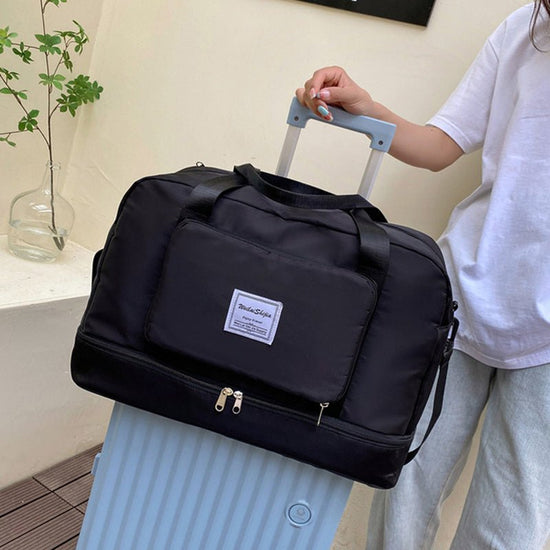 Foldable Travel Duffel Bags Sports Gym Tote Bag Women $45.00 Dana Fashion Color: Black Women's Bags Product information: Product category: travel bag/travel bag Luggage size: medium Capacity: 20-35L Internal structure of the bag: zipper pocket, mobile pho