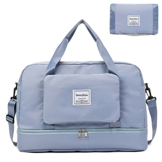 Foldable Travel Duffel Bags Sports Gym Tote Bag Women $45.00 Dana Fashion Color: Blue Women's Bags Product information: Product category: travel bag/travel bag Luggage size: medium Capacity: 20-35L Internal structure of the bag: zipper pocket, mobile phon