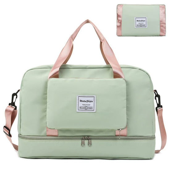 Foldable Travel Duffel Bags Sports Gym Tote Bag Women $45.00 Dana Fashion Color: Light green Women's Bags Product information: Product category: travel bag/travel bag Luggage size: medium Capacity: 20-35L Internal structure of the bag: zipper pocket, mobi