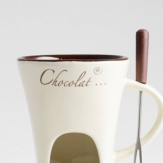 Fondue Mug Set Personal Mini Fondue Pots Chocolate Cheese Ice Cream Fondue Maker Kit Individual Butter Melter Cup Small Warmer Kitchen Gadgets $26.50 Dana Fashion Color: Beige Dana's Kitchen Overview： 1. The product is made of high quality ceramic materia