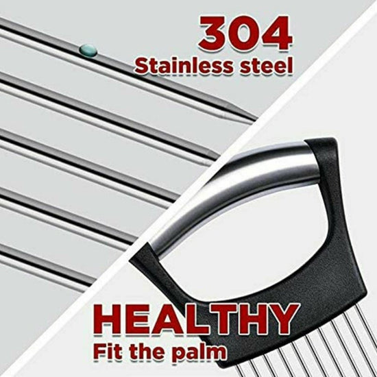 Food Slice Assistant - Stainless Steel Onion Holder Slicer Tomato Cutter NonSlip $39.50 Dana Fashion default: default Dana's Kitchen Feature: High-quality materials: made of 304 + ABS material, wear-resistant, rust-proof, and durable. Simple design: a sim