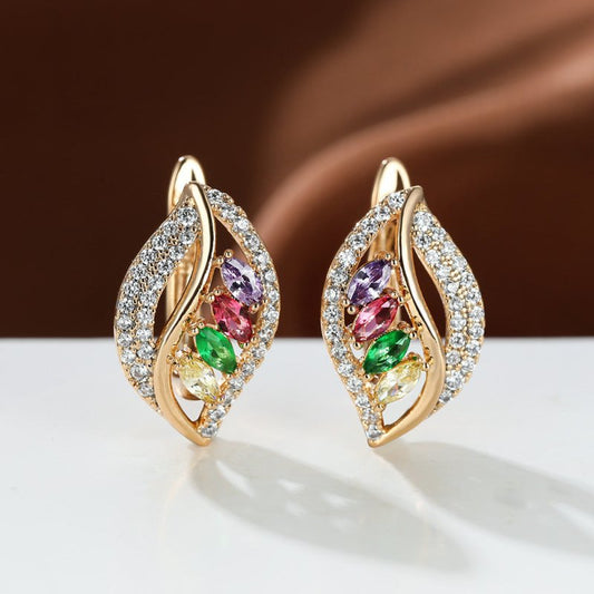 Four Diamond Leaf Slightly Zircon-encrusted Stud Earrings High-grade $16.50 Dana Fashion Color: Champagne Gold Women's Accessories Product information: Color: champagne gold yellow diamond, Champagne Gold Champagne, Champagne Gold olive green, champagne g