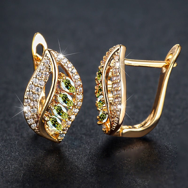 Four Diamond Leaf Slightly Zircon-encrusted Stud Earrings High-grade $16.50 Dana Fashion Color: Champagne Gold Women's Accessories Product information: Color: champagne gold yellow diamond, Champagne Gold Champagne, Champagne Gold olive green, champagne g