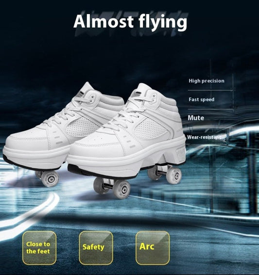 Four-wheel Heelys Dual-use Skates Female $199.90 Dana Fashion Color: White Without Light Size: EUR33 Code Women's shoes Product information: Applicable gender: universal, male Color: white low top without light Size: 33 euro size/US2.5/UK1/internal length