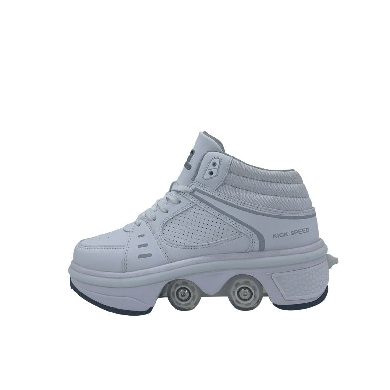 Four-wheel Heelys Dual-use Skates Female $199.90 Dana Fashion Color: White Without Light Size: EUR33 Code Women's shoes Product information: Applicable gender: universal, male Color: white low top without light Size: 33 euro size/US2.5/UK1/internal length