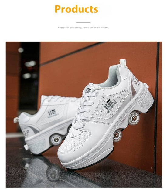 Four-wheel Heelys Dual-use Skates Female $199.90 Dana Fashion Color: White Without Light Size: EUR33 Code Women's shoes Product information: Applicable gender: universal, male Color: white low top without light Size: 33 euro size/US2.5/UK1/internal length