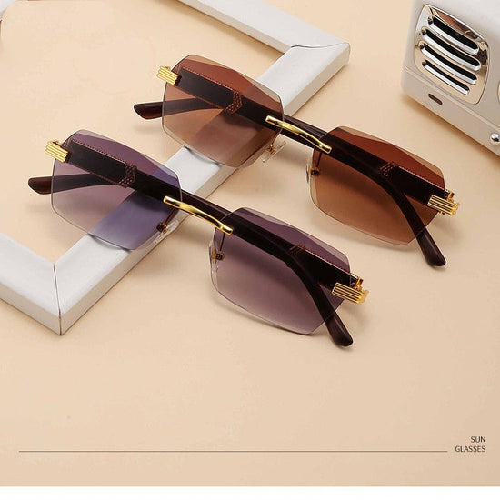 Frameless Cut-Edge Gradient Marine Sunglasses $18.23 Dana Fashion Color: Double grey Women's Accessories Product information Lens material: PC Frame material: plastic + metal Anti-UV grade: UV400 Color: double tea, double gray, gradually blue, upper gray