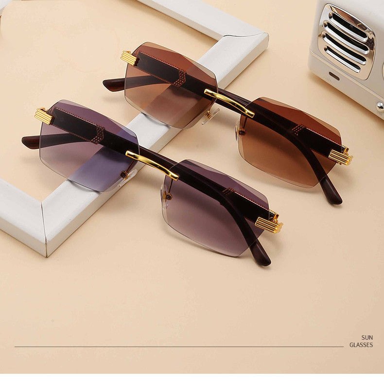Frameless Cut-Edge Gradient Marine Sunglasses $18.23 Dana Fashion Color: Double grey Women's Accessories Product information Lens material: PC Frame material: plastic + metal Anti-UV grade: UV400 Color: double tea, double gray, gradually blue, upper gray