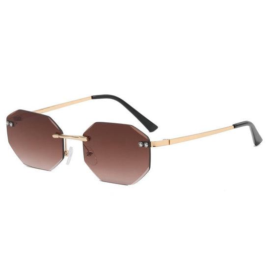 Frameless Polygon Fashion Glasses For Men And Women $12.30 Dana Fashion Color: Double tea tablets Women's Accessories Product information: UV resistance grade: UV400 Color: gold frame double blue slice, gold frame double grey slice, gold frame double tea