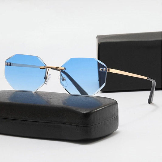 Frameless Polygon Fashion Glasses For Men And Women $12.30 Dana Fashion Color: Double grey flake Women's Accessories Product information: UV resistance grade: UV400 Color: gold frame double blue slice, gold frame double grey slice, gold frame double tea s