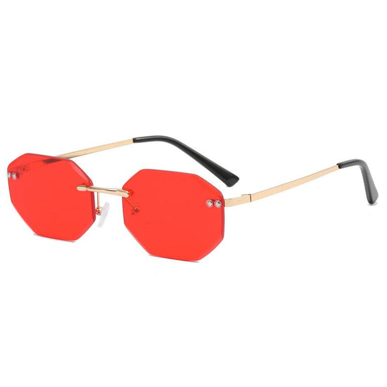 Frameless Polygon Fashion Glasses For Men And Women $12.30 Dana Fashion Color: Red tablet Women's Accessories Product information: UV resistance grade: UV400 Color: gold frame double blue slice, gold frame double grey slice, gold frame double tea slice, g