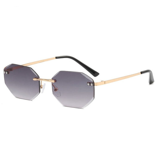 Frameless Polygon Fashion Glasses For Men And Women $12.30 Dana Fashion Color: Double grey flake Women's Accessories Product information: UV resistance grade: UV400 Color: gold frame double blue slice, gold frame double grey slice, gold frame double tea s