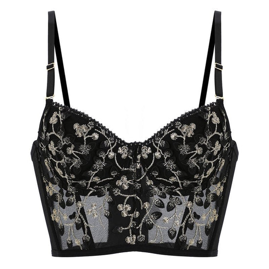 French Lace Bra Underwear Women With Big Breasts $69.00 Dana Fashion Color: O Size: L Women's clothing Product information: Function: gather Pattern: plant flowers Bra style: sexy Color classification: black (single piece) embroidery WX-005 black (set) em