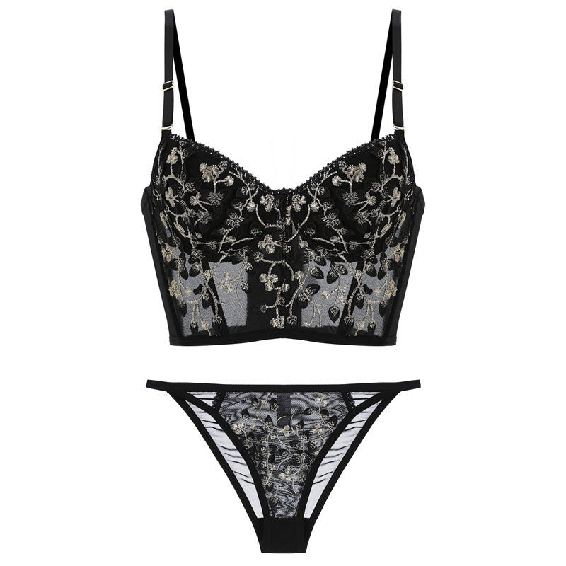 French Lace Bra Underwear Women With Big Breasts $79.00 Dana Fashion Color: D Size: L Women's clothing Product information: Function: gather Pattern: plant flowers Bra style: sexy Color classification: black (single piece) embroidery WX-005 black (set) em