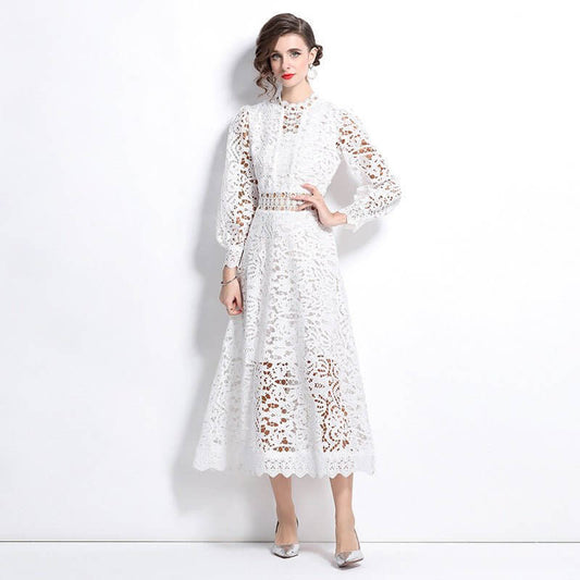 French Ladies Long Sleeves Fashion Dress Women $89.50 Dana Fashion Color: Black Size: L Women's clothing Product information: Pattern: solid color Skirt type: large swing skirt Color: white, black, green, purple Waist type: high waist Size: M,L,XL,XXL Sty