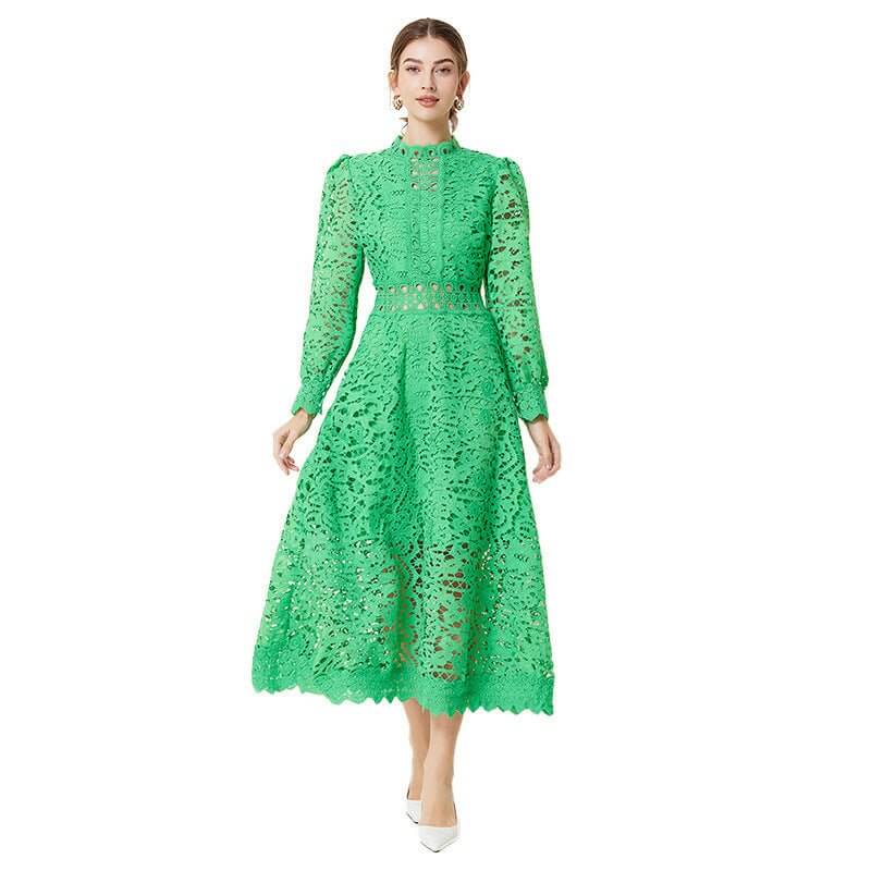French Ladies Long Sleeves Fashion Dress Women $89.50 Dana Fashion Color: Green Size: L Women's clothing Product information: Pattern: solid color Skirt type: large swing skirt Color: white, black, green, purple Waist type: high waist Size: M,L,XL,XXL Sty