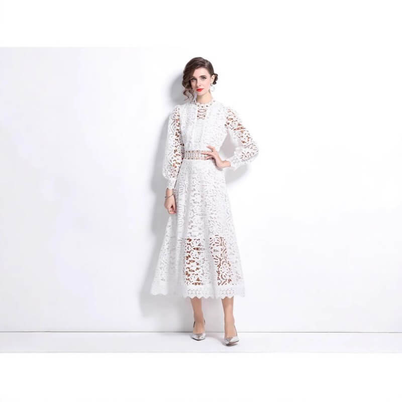 French Ladies Long Sleeves Fashion Dress Women $89.50 Dana Fashion Color: Black Size: L Women's clothing Product information: Pattern: solid color Skirt type: large swing skirt Color: white, black, green, purple Waist type: high waist Size: M,L,XL,XXL Sty