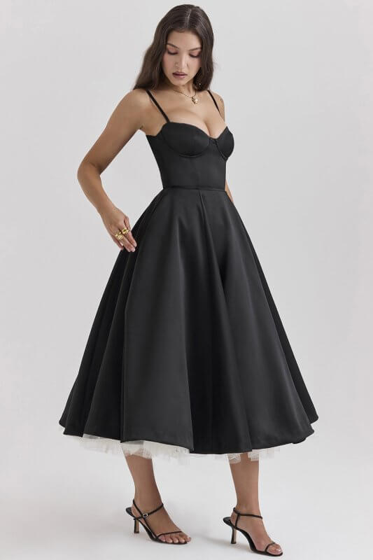 French Mesh Large Swing Double-layer Sling Dress $59.00 Dana Fashion Color: Black Size: L Women's clothing Product information: Pattern: solid color/printing Color: black, light blue, pink, cream white, dark blue, yellow, red Size: S,M,L,XL,XXL Style type
