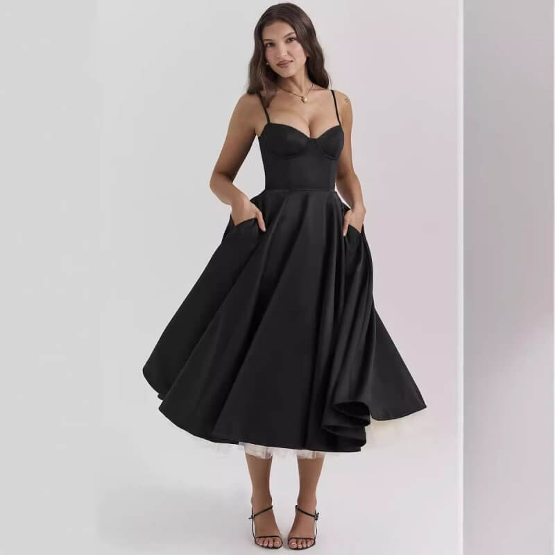 French Mesh Large Swing Double-layer Sling Dress $59.00 Dana Fashion Color: Beige White Size: L Women's clothing Product information: Pattern: solid color/printing Color: black, light blue, pink, cream white, dark blue, yellow, red Size: S,M,L,XL,XXL Styl