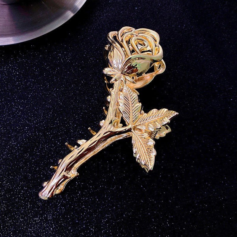 French Niche Design Temperament Silver Metal Rose Grip Clip Women's Back Of The Head Plate Hair Clip $19.00 Dana Fashion Color: Gold Women's Accessories Product attributes Type: Hair clip Material texture: alloy Inlay Material: None Brand: Jiutong Shape: