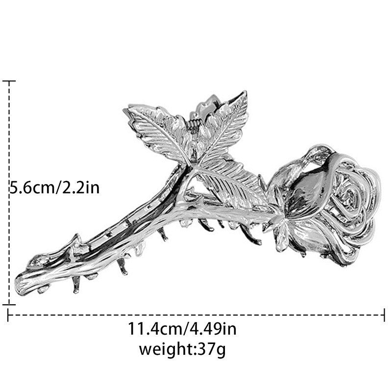 French Niche Design Temperament Silver Metal Rose Grip Clip Women's Back Of The Head Plate Hair Clip $19.00 Dana Fashion Color: Gold Women's Accessories Product attributes Type: Hair clip Material texture: alloy Inlay Material: None Brand: Jiutong Shape: