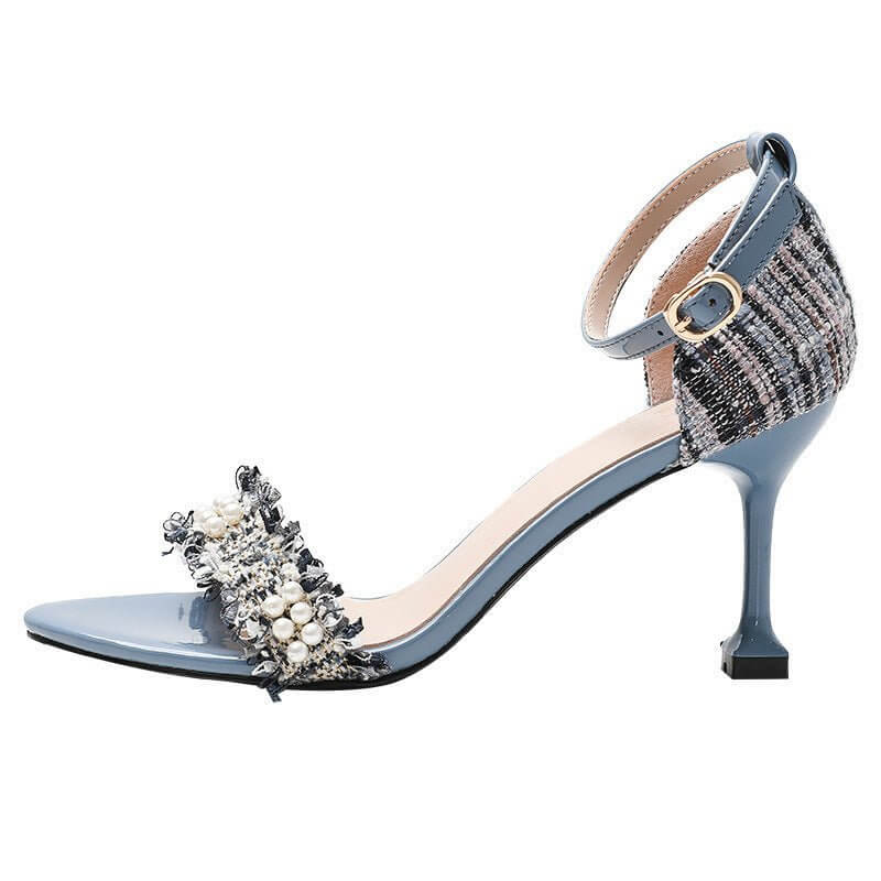 French Pointed Toe Slingback Stiletto Heel High Heels $32.50 Dana Fashion Color: Blue 7CM Size: 34 Women's shoes Product information: Lining material: imitation leather Toe holder shape: Pointed Color: Black (7cm), Beige (7cm), blue (7cm) Shoe Upper mater