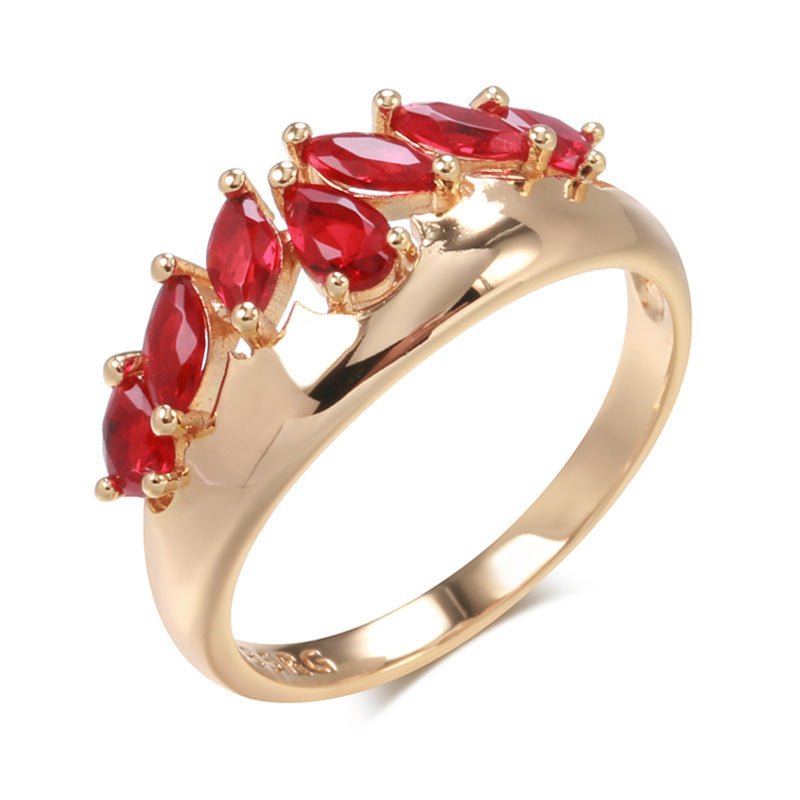 French Retro Red Zircon Ring $18.42 Dana Fashion Color: Red Size: No 10 Women's Accessories Product information: Type: Ring, ring Treatment Process: Electroplating Color: Z0945 Applicable people: women Size: no.7, no.8, no.9, no.10 Style: Unisex Material: