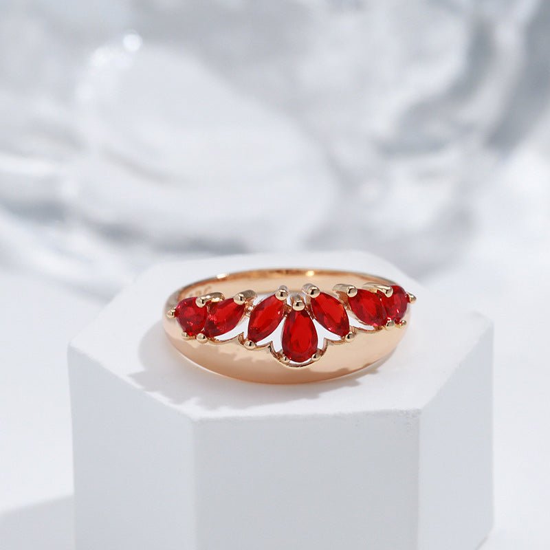 French Retro Red Zircon Ring $18.42 Dana Fashion Color: Red Size: No 10 Women's Accessories Product information: Type: Ring, ring Treatment Process: Electroplating Color: Z0945 Applicable people: women Size: no.7, no.8, no.9, no.10 Style: Unisex Material: