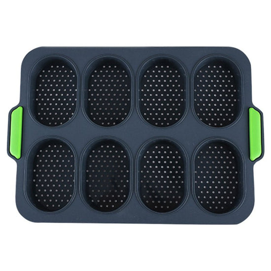 French small bread baking mold $19.00 Dana Fashion Color: Dark grey Dana's Kitchen Features: Food grade silicone, temperature -40 to 230 degrees, can be placed in the oven or refrigerator Stability, thermal conductivity, ductility, easy to clean One mold